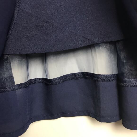 Anthropologie Elliatt Dutchess Dress Short Sleeve Sheer Stripes Pleated Navy S - Picture 9 of 11